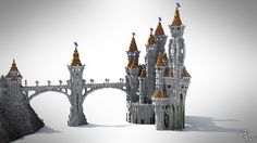 the castle is made out of legos and has towers