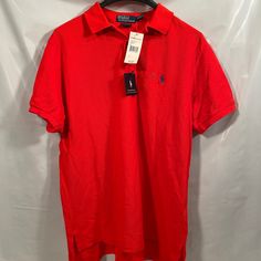 Men’s Polo Ralph Lauren Custom Fit Logo Polo Shirt (Red) Size Xl (New) Never Worn Tags Still On Shirts. Red Fitted Short Sleeve Polo Shirt, Red Polo Collar T-shirt For Summer, Red Polo Collar Shirt For Summer, Red Casual Polo Shirt, Casual Red Polo Shirt, Casual Red Collared Polo Shirt, Classic Red Polo Collar Shirt, Classic Red Polo Collar T-shirt, Red Long Sleeve Polo Shirt For Summer