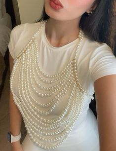 Pearl Top Outfit, Beaded Top Outfit, Pearl Clothes, Pearl Beaded Dress, Pearl Corset, Pearl Tops, Beads Clothes, Islamic Fashion Dresses