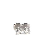 Kury Collection 14K White Gold Four prong set Round Cut diamonds 1.04ct total diamond weight Screw Backs Round Solitaire, Solitaire Studs, Round Cut Diamond, Prong Setting, Round Cut, Screw, Diamonds, White Gold, Stud Earrings