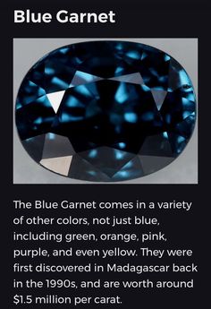 Blue garnets are extremely rare so consequentially command exorbitant retail prices due to the law of supply and demand ( The most expensive gemstone of them all ) See information of this incredible value below Green Chemistry, Supply And Demand, Raw Stone Jewelry, Crystal System, Crystal Healing Stones, Gem Stones, Garnet Gemstone, Gems And Minerals, Gem Stone