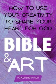 the words bible and art on a purple background