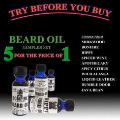 Beard and Skin Oil Sampler kit Pick 5 sample scents by JobstCo No Shave November, Spiced Wine, Skin Oil, Duck Hunting, Christmas Gifts For Men, Beard Oil, Deer Hunting