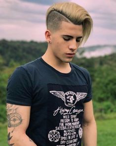 Men's Hair, Haircuts, Fade Haircuts, short, medium, long, buzzed, side part, long top, short sides, hair style, hairstyle, haircut, hair color, slick back, men's hair trends, disconnected, undercut, pompadour, quaff, shaved, hard part, high and tight, Mohawk, trends, nape shaved, hair art, comb over, faux hawk, high fade, retro, vintage, skull fade, spiky, slick, crew cut, zero fade, pomp, ivy league, bald fade, razor, spike, barber, bowl cut, 2020, hair trend 2019, men, women, girl, boy, crop Best Haircut For Men, Haircut For Men Fade, Ponytail Hairstyles For Men, Loose Braid Hairstyles, Haircut For Men, Half Shaved Hair, Trendy Mens Haircuts, Half Shaved