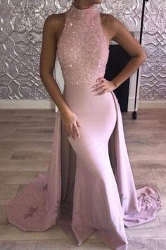 #custommadedresses #dnw #googleshopping #highneckpromdresses #longpromdresses #mermaidpromdresses #partyeventdresses #pinkpromdresses #productoptioncolorswatchstretchsatin #promdresses High Neck Evening Gown, Pink Prom Dresses Mermaid, Train Prom Dresses, Mermaid High, Dresses With Beading, High Neck Prom Dress, Prom Dress With Train, Prom Dresses Sleeveless, Sequin Prom Dresses