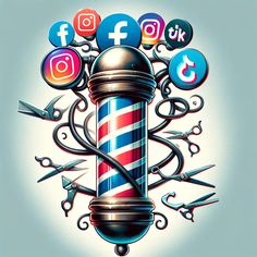 MASTERING THE DIGITAL SNIP: WHY SOCIAL MEDIA IS CRUCIAL FOR BARBERS AND BARBERSHOPS Gothic Office, Barbershop Logo, Fade Haircut Designs, Digital Clutter, Barber Tattoo, Master Barber, Gents Hair Style, Hipster Beard