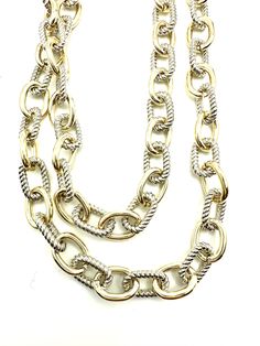 This Textured and Polished Links Necklace is a timeless statement piece. Crafted with gold or two-tone links, this necklace features a toggle closure for secure fastening. The rich texture and polished finish add a luxurious feel, while the 36" length provides a stylish, elegant silhouette. Can be doubled for a layered look. Perfect for any day or evening look. Buckle Bracelet, Hobo Style, Jumpsuit Shorts Rompers, Rich Textures, Dress With Cardigan, Layered Look, Link Necklace, Earring Necklace, Belt Buckles