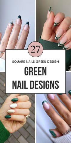 Let your nails do the talking with 27 creative green designs! From simple gel nails to short acrylic styles, these designs blend masc, cute, and gold accents for a stylish finish. French almond nails add a classic yet trendy twist. Save this pin to your "Non-Floral Nails" board for future ideas! Green Christmas Nail Designs, Green Christmas Nail, Almond Tips, Festive Nail Designs, Easy Manicure