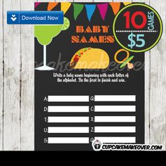 this is an image of a taco and margarita birthday party ticket card with free printables