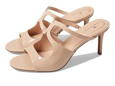 Bandolino Mizelle 3 - Women's Sandals : Barly Nude : Add an eye-catching dimension to your steps by wearing Bandolino Mizelle 3 footwear. Glossy man-made upper. Man-made lining and insole. Slip-on style. Open toe. Geometric vamp cutouts. Stiletto heel. Man-made outsole. Imported. Measurements: Heel Height: 3 in Weight: 7.6 oz Product measurements were taken using size 9, width M. Please note that measurements may vary by size. Cream Almond Toe Sandals With 4-inch Heel, Beige Almond Toe Heels With 4-inch Heel, Beige Open Toe Sandals With 4-inch Heel, Beige Open Toe Block Heels With 4-inch Heel, Beige High Heel T-strap Leather Sandals, The Vamps, Open Toe, Stiletto Heels, Womens Sandals