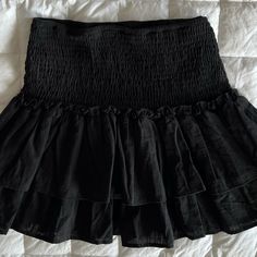 Black Xs Skirt Elastic Waist Nwot Never Worn Great Condition Size Is More Like A Small Trendy Black Mini Hem Skort, Trendy Black Mini Skort, Trendy Black Ruffled Mini Skirt, Summer High Waist Black Mini Skirt, Black Summer Bottoms With Mini Hem, Casual Black Mini Hem Skort, Trendy Black Skirt For Summer, Spring Black Skirt With Elastic Waistband, Black Casual Summer Skirt