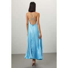 Blue (100% High-grade polyester). Cocktail dress. Square neck. Sleeveless. Tie closure. 51.5" from shoulder to hemline. Imported. Pleated Gown, Rent The Runway, Tall Girl, Delicate Jewelry, Closet Designs, Black Tie, Blue Hues, Square Neck, Cocktail Dress