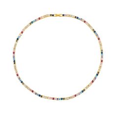 Looking for the perfect mix of color and elegance? We have the perfect piece! Our new Rainbow Tennis Necklace is here to make a statement. The colorful CZ gems sparkle and shine to make any look stand out! 16" 18K Gold Plated over Sterling Silver Hypoallergenic Water & Tarnish Resistant Gems Necklace, Floral Hairband, Gem Necklace, Sparkle And Shine, Tennis Necklace, Girls Hair Accessories, Original Gift, Cz Stone, Women Accessories Jewelry