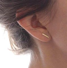 These SOLID 14k gold barely there bar earrings are perfect for the minimal girl!You’ll never want to take these out! Ear Pins Earrings, Gold Bar Earrings Studs, Gold Bar Earrings, Minimalist Earrings Studs, Hammered Hoop Earrings, Minimal Earrings, Rose Gold Studs, Bar Stud Earrings, Minimalist Studs