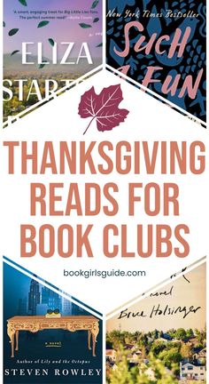 thanksgiving reads for book clubs with text overlaying the top and bottom right corner