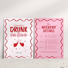 two greeting cards with wine glasses on them