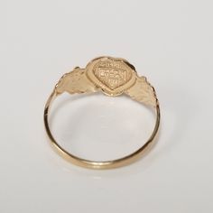 "Thanks for shopping our vintage estate store. We tend to sell well below wholesale and truly hope you enjoy all of our items. Many of the items are one of a kind, so please enjoy scrolling through the pictures and hopefully something will catch your eye. Brown spots are from camera or reflections. Estate 14k yellow gold monogram cursive capital W heart ring. Custom made ring for our shop. Ring size: 3 Setting: 7.5mm 1/4\" to 3/8\" Band width: 1.4mm Weight: 1.06 gram Marked 14k and it's sweet. O Victorian 14k Gold Jewelry With Hallmark, Victorian Jewelry In 14k Gold With Hallmark, Vintage 14k Gold Cluster Ring Hallmarked, 14k Gold Signet Ring With Maker's Mark As Gift, Gift Ring With Maker's Mark, Vintage Ring Stamped 14k For Anniversary, Vintage Ring For Anniversary, Stamped 14k, Victorian 14k Gold Jewelry For Valentine's Day, Oval Ring With Maker's Mark For Gift