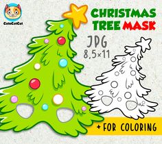 christmas tree mask for kids to color