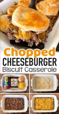 the steps to make an easy cheesburger biscuit casserole recipe