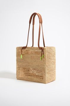 Large natural raffia tote bag Woven Leather Double Handle Beach Bag, Double Handle Woven Leather Beach Bag, Handwoven Leather Tote Crochet Bag, Handwoven Leather Crochet Tote Bag, Leather Crochet Tote Bag With Braided Handles, Everyday Crochet Bag With Woven Leather And Double Handle, Crochet Tote Bag With Woven Leather, Handwoven Leather Tote Beach Bag, Natural Woven Leather Bucket Tote Bag