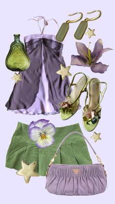 #outfit #summer #outfitinspo #purple #green #flower #star #gold Green And Purple Outfit, Daphne Blake, Mode Hippie, Earthy Outfits, Funky Outfits, Purple Outfits, Swaggy Outfits, Green Flower, Really Cute Outfits