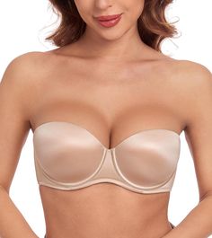 PRICES MAY VARY. Push Up Bra: Smooth thick padded Cup, provide great push up support, gather the breast, create a cleavage enhanced effect. Add 1.5 cup size at least! Help to make a fuller and uplift shape. Provides the perfect amount of lift and shaping. Anti-Slip Strapless Bra: non slip silicone around the edge of the cups and band, improved the breast stability all day. Hold your chest in place with comfort, No falling down. More Supportive: Padded cup with cushioned underwire, Uplift your br Push Up Strapless, 20th Bday, Push Up Strapless Bra, Low Cut Top, Support Design, Wedding Matches, Strapless Bra, Cup Size, Falling Down