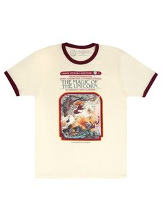 Men's/Unisex Choose Your Own Adventure: The Magic of the Unicorn ringer tee. Each purchase helps to fund literacy programs and book donations to communities in need. Cotton Graphic Tee With Unicorn Print, Choose Your Own Adventure, Classic Childrens Books, Last Unicorn, Literacy Programs, Donate Books, Alt Outfits, Unicorn Shirt, Book Tshirts