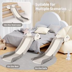 an image of a child's bed with slides on it