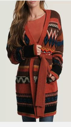 FRYE ANTHROPOLOGIE SADIE FAIRISLE HIPPIE BOHO WOOL CARDIGAN AZTEC size Medium M. 100% Wool Piling noter on back and sleeves. *******This is MISSING THE BELT.***** Belt loops are present without issues. No tears or rips. Amazing colors! Pit to pit 17.5" Top to bottom 31" Ships USPS from smoke free home. Western Cardigan, 70s Cardigan, Cardigan With Belt, People Clothes, Boho Sweater, Belted Cardigan, Fair Isle Pattern, Printed Cardigan, Wool Cardigan