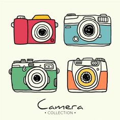 three cameras with different colors on them