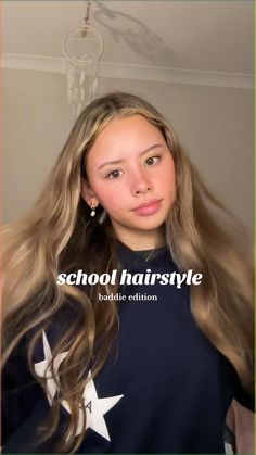 Hairstyles for school, school, school hair School Hairstyles For Kids, Second Day Hair, Curly Hair Straight, Quick Hairstyles For School, Preppy Hairstyles, Hairstyle Easy, Hairstyle Examples, Cute Hairstyles For School, Easy Hairstyles For Thick Hair