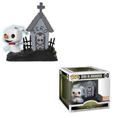 two pop vinyl figures, one with a ghost and the other with a house on it