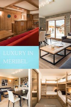 a collage of photos with the words luxury in meribel