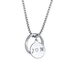 PRICES MAY VARY. [Unisex Necklace with Personalized Charm]: Discover a timeless piece that transcends gender norms. This necklace is a perfect blend of simplicity and elegance suitable for both men and women. It adds a touch of romantic flair, a ring, and a round plate pendant, symbolizing unity and eternity. Personalization Option: The pendant offers a sleek surface ideal for custom engravings – making each necklace a truly personalized treasure. Make it special by engraving names, dates, or in Boyfriend Jewelry, Necklace Couple, Initial Pendant Name Necklace For Valentine's Anniversary, Personalized Stainless Steel Heart Necklace For Anniversary, Initial Pendant Stainless Steel Name Necklace As Gift, Custom Name Initial Pendant Necklace In Stainless Steel, Boyfriend Name Necklace, Valentine's Day Stainless Steel Initial Pendant Necklace, Couple Initial Necklace