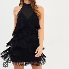 New With Tag Us Size 4 Uk Size 8 Pit To Pit Flat Across:14.5-16” Waist Flat Across 13-14” Hip Flat Across 16-17” Length: About 33.5-36” Stretchy Fitted Club Dress With Fringe, Fitted Fringe Dress For Club, Fitted Mini Length Flapper Dress For Club, Fitted Flapper Dress For Club, Fitted Fringe Dress For Party Season, Fitted Fringe Dress For Party, Sleeveless Fringe Party Dress, Fitted Flapper Dress For Club And Party Season, Fitted Fringe Mini Dress For Party Season