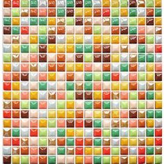 multicolored glass mosaic tiles in various sizes and colors