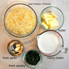 the ingredients for this dish include cheese, butter, and other things to make it