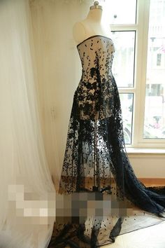 Black Dot Floral lace fabric Luxury Sequins French Lace Wedding Dress Lace 55'' Wide 1 Yard S0322 Floor-length Lace Gown With Lace Patchwork, Floor-length Lace Gown With Patchwork, Black Wedding Gown With Lace Trim, Floor-length Lace Patchwork Gown, Black Lace Gown With Lace Trim, Black Lace Back Dress For Wedding, Black Delicate Lace Dress For Wedding, Fitted Crochet Lace Wedding Dress, Black Scalloped Lace Dress For Weddings