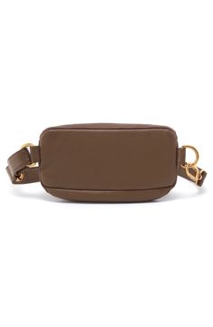 Top-grain leather and polished hardware elevate a chic belt bag designed for grab-and-go convenience that doesn't sacrifice style. 8.5"W x 5.5"H x 1.5"D Cotton lining Leather Imported Leather Belt Bag With Cell Phone Pocket For On-the-go, Chic Brown Belt Bag With Belt Loops, Rectangular Belt Bag With Gold-tone Hardware For Daily Use, Rectangular Belt Bag With Gold-tone Hardware, Daily Use Rectangular Belt Bag With Gold-tone Hardware, Leather Belt Bag With Gold-tone Hardware For On-the-go, Leather Belt Bag With Gold-tone Hardware In Pouch Shape, Leather Crossbody Belt Bag With Gold-tone Hardware, Leather Belt Bag With Detachable Strap For On-the-go