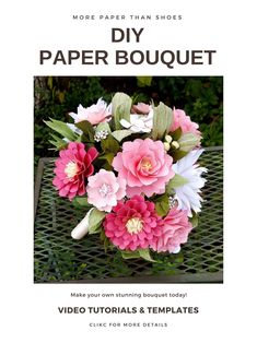 a flower bouquet with pink and white flowers on it is featured in the front cover of this