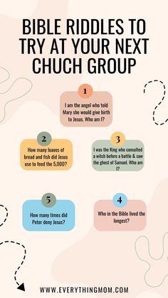 the bible riddles to try at your next church group info graphic by everything com