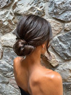 Updo Hairstyle For Bridesmaids, Low Bun Event Hair, Wedding Simple Updo, Wedding Hair Inspo Updo, Updo Hairstyles Wedding Bridesmaid, Bridesmaid Hairstyles Updo Bun, Wedding Hair Without Extensions, Hair Up For Wedding Guest, Updo With Middle Part