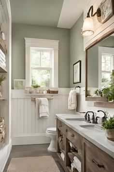 the bathroom is clean and ready to be used as a guest room or family room