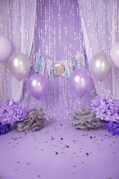 Set of 2 Lavender/ Purple Glitter/Silver Princess Birthday | Etsy Silver And Purple Birthday Decorations, Purple Backdrop Photoshoot, Lavender Birthday Decorations, Purple Setup, 15 Party Ideas Quinceanera, 15 Party Ideas, Birthday Setup, 16 Party Decorations, Purple Sweet 16