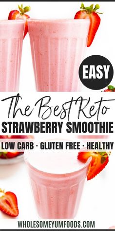 Healthy Keto Strawberry Smoothie Recipe Keto Strawberry Smoothie Almond Milk, Keto Friendly Smoothie Recipes, Low Carb Strawberry Smoothie, Strawberry Cream Cheese Smoothie, Keto Raspberry Smoothie, Healthy Strawberry Shake, Golo Smoothie Recipes, Low Carb Smoothies For Diabetics, Keto Fruit Smoothie Recipes