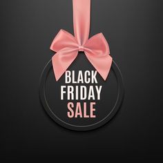 a black friday sale tag with a pink bow on it and the words black friday sale