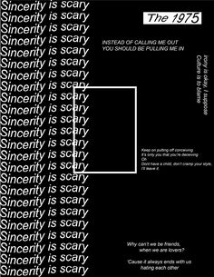 a black and white poster with the words sorry is scary