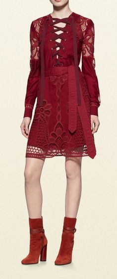 Gucci Broderie Anglaise Cherry Dress Gucci Cherry, Cherry Dress, Lace Insert, Embroidered Lace, Cotton Lace, Sewing Inspiration, Sheer Lace, Grosgrain Ribbon, Cherry