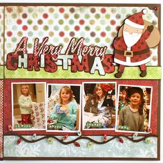 a christmas card with pictures of children and santa clause