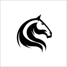 a horse's head is shown in black and white on a white background illustration